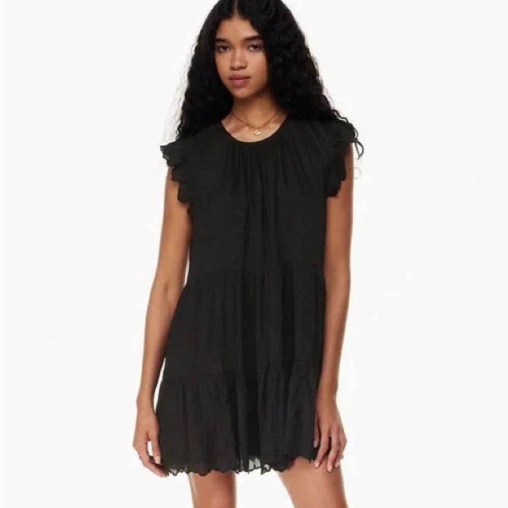 Aritzia Wilfred La Boheme Sidonie Ruffled Scalloped Dress Black Size Medium